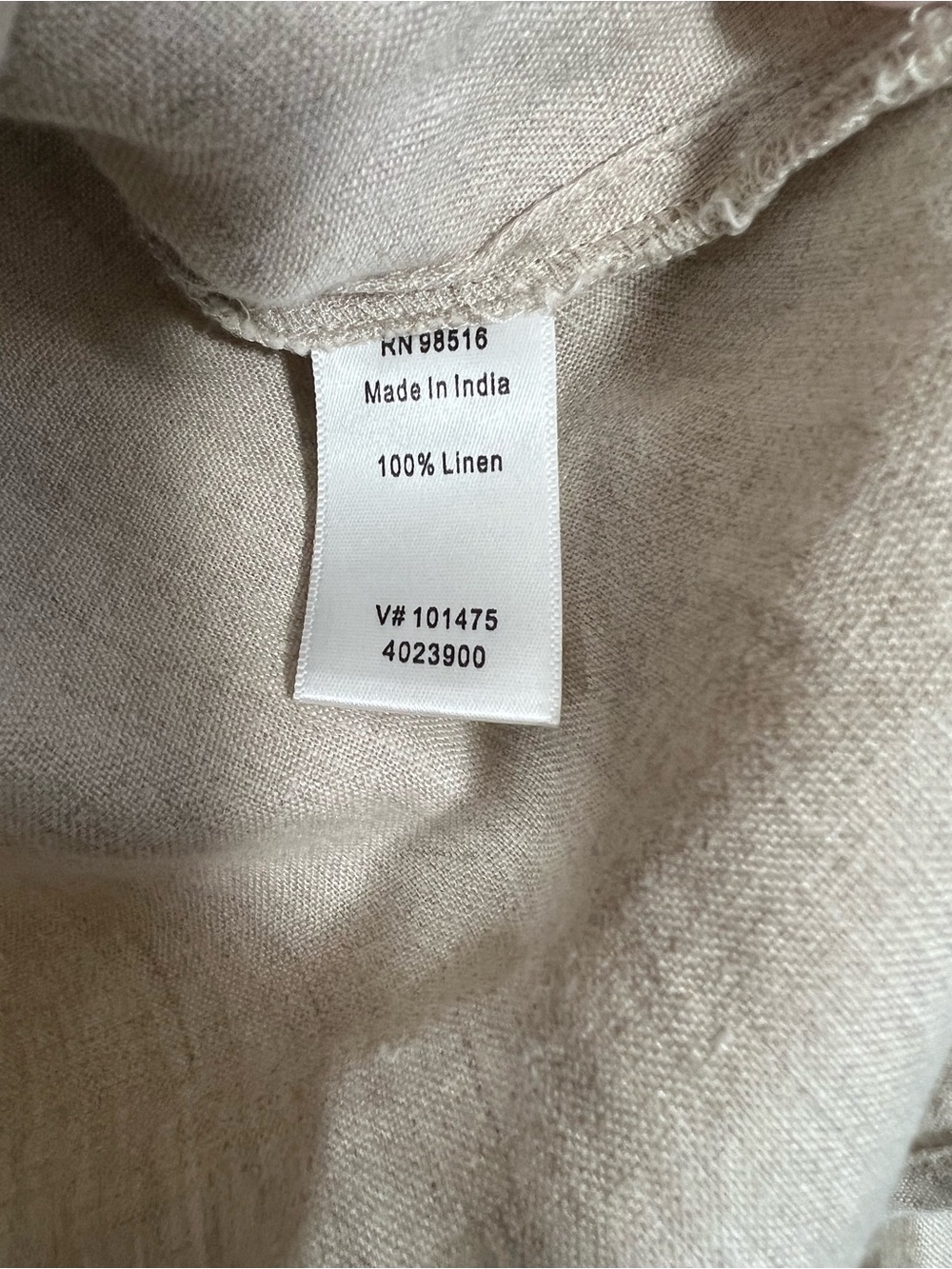 Coldwater Creek 100% Linen Button Up Shirt Womens Large Petite Beige India Made - Picture 10 of 13